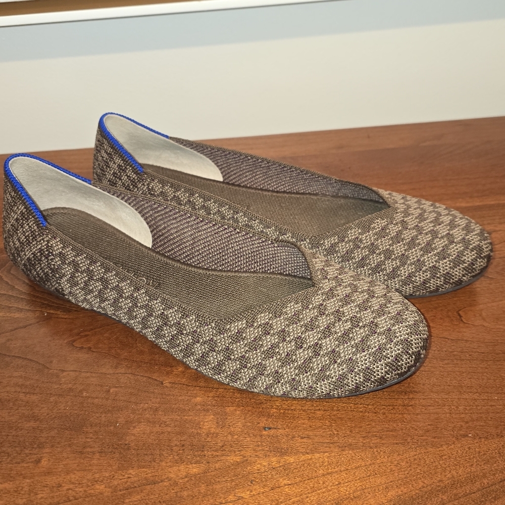 Rothy's Brown Houndstooth Flats with Blue Accent - Picture 2 of 9